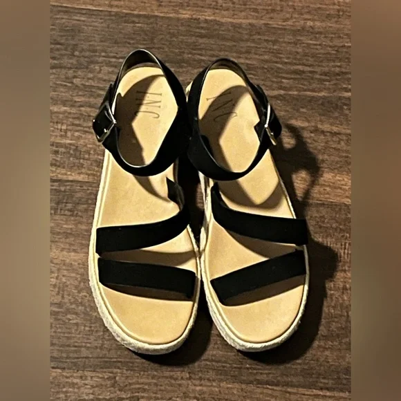 INC Black Espadrille Platform Sandals Size 8.5 - Picture 3 of 7